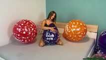 girlfriend popping your Q16 and Q24 *Happy Birthday* balloons