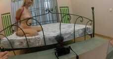 Kamilla - Hogtied with huge ball gag BTS 4x (video)