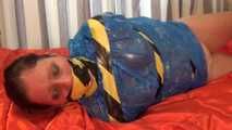 Elsa - captured, tape tied and hogtaped in trashbag (video)