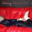 Sexy Courtney being tied and gagged with ropes and a ballgag on a bed wearing dark blue rainwear (Pics)