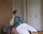Arielle, comfortable facesitting in white jeans