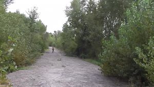 078045 Rachel Evans Gets Off Her Bicycle To Take An Urgent Pee