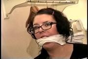 25 YEAR OLD DAY CARE WORKER IS MOUTH STUFFED, HANDGAGGED, TOE-TIED, F0RCED STINKY SHOE SMELLING WHILE TIGHTLY CHAIR TIED (D69-16)
