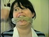 22 YEAR OLD DEREK IS CLEAVE GAGGED WITH A STINKY SWEATY SOCK IN HER MOUTH & TIED TO A CHAIR (D43-10)