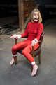Ermintrude in Red Spy Chairtied in the Attic Barefoot