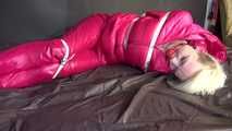 Watching sexy COURTNEY wearing pinj shiny nylon rainwear being tied and gagged with ropes (Video)