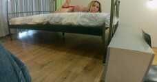 Kamilla - Hogtied with huge ball gag BTS 4x (video)