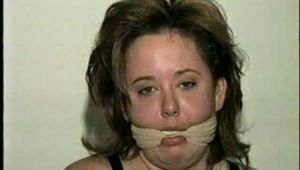 SEXY JULIE IS CLEAVE, HAND, OTM, WRISTS-GAGGED, MOUTH STUFFED & SUCKS HER OWN TOES (D31-12)