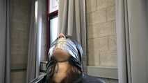 Rey Sanson bound and gagged in a shiny nylon Rainwear gets Pants ripped of