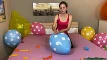popping Q16 polka dots and Q24 balloons with wooden stick and fingernails