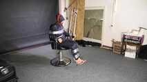 Lana bound and gagged in shiny nylon Rainwear