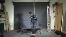 Rachel Adams bound and pantygagged in shiny nylon Rainwear