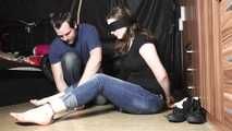 Michelle barefeet in cuffs