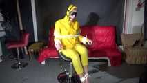 Sexy Pia being tied and gagged on a chair wearing sexy shiny nylon rainwear (Video)
