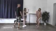 Bonnie Dolce and her boyfriend ballbusting the slave together!
