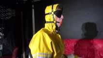 Sexy Pia being tied and gagged on a chair wearing sexy shiny nylon rainwear (Video)
