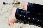 barefoot on the beach