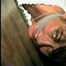 38 Yr OLD CASHIER IS MOUTH STUFFED, CLEAVE GAGGED, DIRTY BARE FEET & HOG-TIED WITH COURSE HEMP ROPE (D57-16)