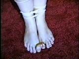 19 Yr OLD CRYSTAL IS MOUTH STUFFED, WRAP TAPE GAGGED, BAREFOOT & TOE TIED (D48-17)