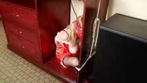BigTitted Blindfolded Hotel Bondage - Lorelei squirms in a Cabinet 