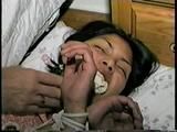 18 Yr OLD AMERICAN INDIAN COLLEGE STUDENT IS MOUTH STUFFED, HANDGAGGED, DUCT TAPE GAGGED, BAREFOOT, TOE TIED UP ON HER DORM ROOM FLOOR (D61-10)