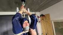 Myxxxy bound, gagged and suspended in shiny nylon Rainwear