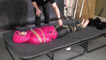 A custom Video with Myxxxy bound, gagged and vibed in a shiny nylon downjacket