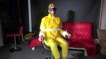 Sexy Pia being tied and gagged on a chair wearing sexy shiny nylon rainwear (Video)