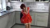 Our new Model in Miss Petra in shiny PVC shool girl uniform get bound and gagged
