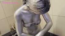 Xiaomeng Experiencing Bling Silver Body Painting