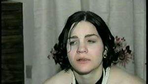 24 YR OLD GERMAN GIRL GRETCHEN DROOLS THROUGH HER HOME MADE RING-GAG (D42-11)