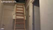 078116 Rachel Pees From The Loft Ladder    