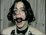 24 YR OLD GERMAN GIRL GRETCHEN DROOLS THROUGH HER HOME MADE RING-GAG (D42-11)