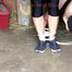 Katharina tied and gagged in shiny nylon shorts