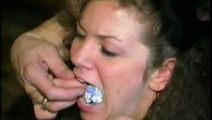 21 YR OLD COLLEGE STUDENT CINDY IS MOUTH STUFFED, CLEAVE GAGGED, BALL-TIED WEARING PANTYHOSE & SOME UP-SKIRT SHOTS (D47-6)