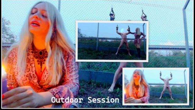 (Outdoor Session)Mistress waxes your nipples on the highway fence!