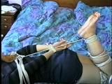 24 Yr OLD VIETNAMESE DAISY IS BAREFOOT, HOG-TIED, TOE-TIED, CLEAVE GAGGED & HANDGAGGED ON SCREEN (D52-4)