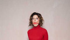 Tina in Turtleneck Sweater, Jeans and barefoot Hogtie