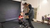 Myxxxy bound and gagged in shiny nylon Rainwear