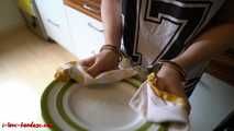 Dishes drying in handcuffs