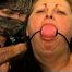 46 Yr OLD REAL ESTATE AGENT'S IS MOUTH STUFFED, HANDGAGGED, CLEAVE AND OTM VET TAPE GAGGED, BALL-GAGGED, CLEAR TAPE GAGGED WITH HANDS TIGHTLY TIED WITH THIN RAWHIDE (D72-5)