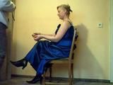 Chairtie in a blue dress