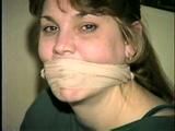 26 Yr OLD BARMAID, BALL-TIED, WRAPPED ACE BANDAGE, & TAPE GAGGED, TOE-TIED WEARING PANTYHOSE (D40-14)