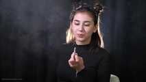 Alina is smoking one and a half cigarette
