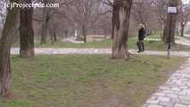 146001 Millie Takes A Very Public Pee On The Park Steps 