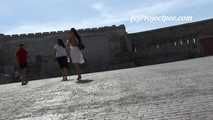 016237 Eve Pees On The Castillo Battlements