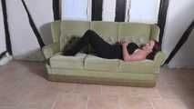 Aurora roped on couch 1/2