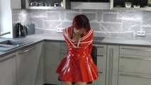 Our new Model in Miss Petra in shiny PVC shool girl uniform get bound and gagged