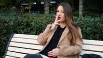 Russian girl spends her lunch break smoking 3 cigs in a row