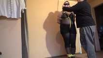 Sandra tied with yellow ropes 3/4